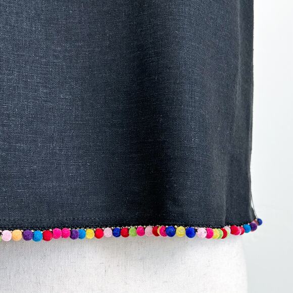BCBGeneration Black Linen Blend Pompom Trim Sleeveless Top NWT - Picture 4 of 10